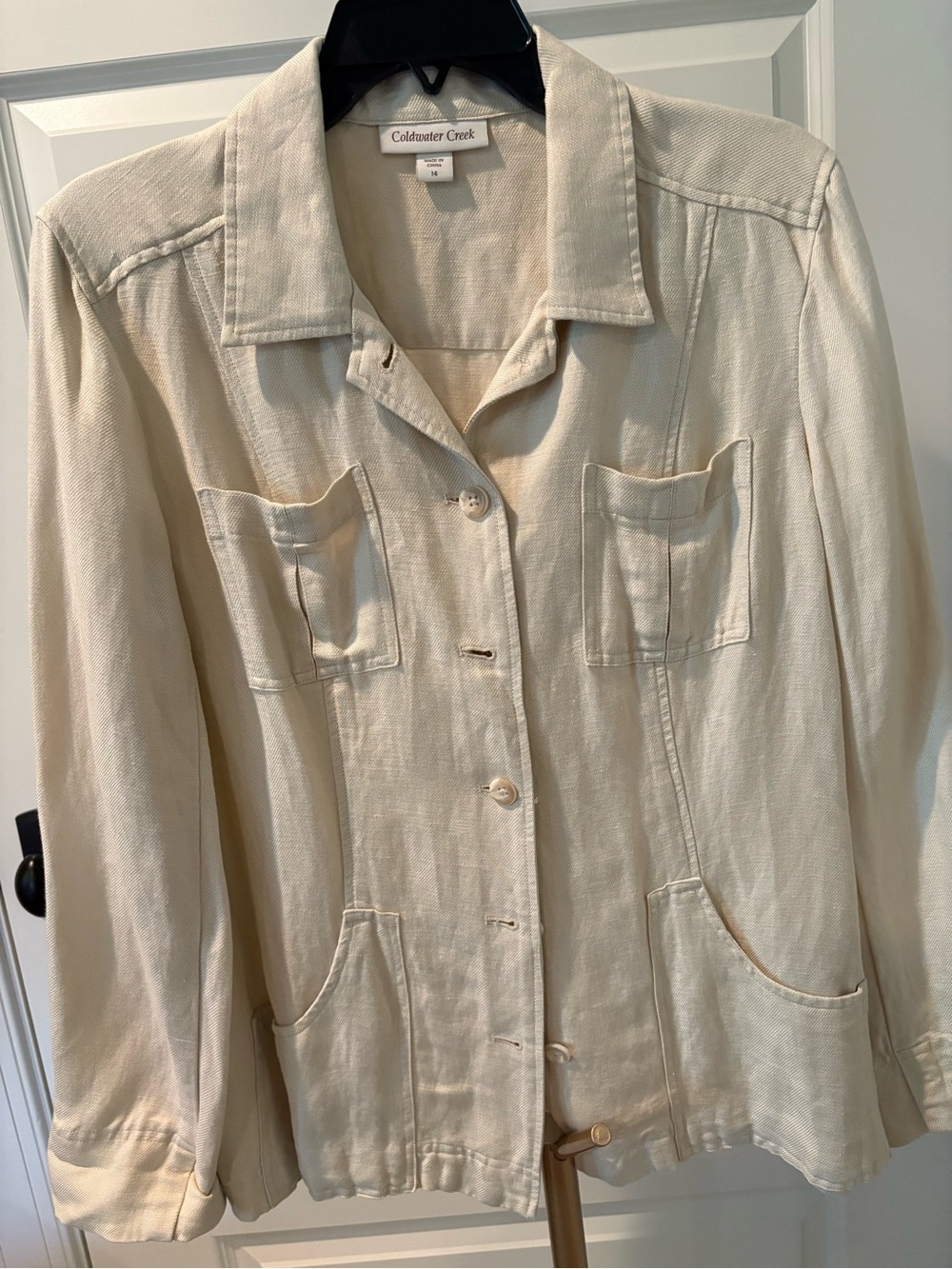Coldwater Creek Women's Cream Button-Front Utility Jacket